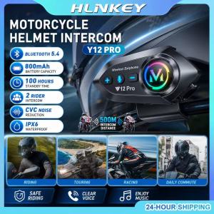 HLINKEY Y12 Pro X1 Motorcycle Bluetooth Headset 1000M 2-Rider Intercom IPX6 Waterproof Noise Canceling Handsfree Call & Music Sharing
