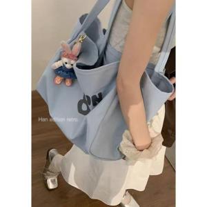 Large Capacity Canvas Tote Bag Commuter Single Shoulder Bag Student Class Travel Versatile Handbag Soft Foldable Shopping Bag
