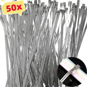 50pcs 5mm Cáp thép không gỉ quan hệ tự khóa kim loại dây rút nhựa buộc Vòng xả kết thúc tốt đẹp dây đai hàng rào cố định ràng buộc Tie