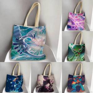 Bandai | Pokemon Darkrai Storage Bags Tote Bag Travel Summer Beach Shoulder Bag Reusable Grocery Shopping Bag Anime Artwork