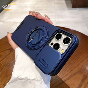 KISSCASE Armor Push Window Lens Protection Phone Case For Samsung S24 S23 S22 S21 Ultra Plus With Rotating Bracket Stand Hard PC Anti-fall Shockproof Back Cover For Samsung S24FE A55 A15 A54 A23
