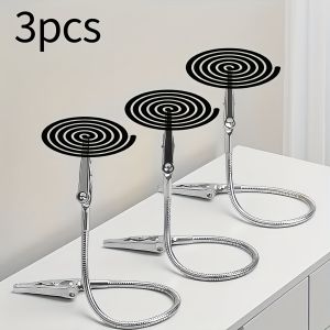 3Pcs Stainless Steel Mosquito Coil Holder – Adjustable Clip Heat-Resistant Anti-Tip Indoor Outdoor Insect Repellent Burner