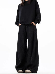 กางเกงยีนส์ทรงหลวมสไตล์อเมริกันสตรีทสไตล์ย้อนยุค ทรงหลวม ทรงตรง กางเกงขายาวทรงหลวมสบาย ๆ สำหรับผู้ชาย