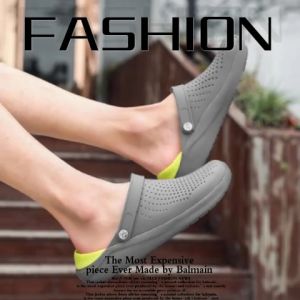 QXshop ยอดฮิต รองเท้าหัวโตมีรูระบาย 4 สี รองเท้าแฟชั่นแบบสวมขอบขาวส้นมีสายรัดส้น รองเท้าแตะพื้นนุ่มเ