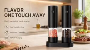 Rechargeable Electric Salt and Pepper Grinder Set for Steak Pasta Salad Everyday Cooking