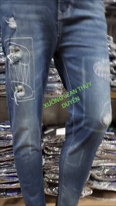 Quần jean nam XANH ĐẬM RÁCH 57 BO CHỈ thời trang siêu đẹp chuẩn quần bò nam chất giãn có size đại B