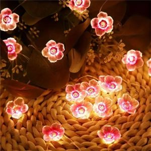 1PC 2M20LED Simulated Cherry Blossom Flower Light String LED Copper Wire Light Indoor Wedding Room Decoration Light