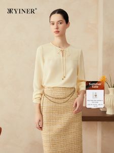 Spring French Style Elastic Crinkle Silk Shirt