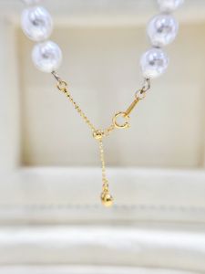 สร้อยคอและสร้อยข้อมือไข่มุก DIY ชุบทองแดง S925 พร้อมหัวเข็มขัดแบบต่อรูปหัวใจ ชุบทองแดง 925 แท้ 100%