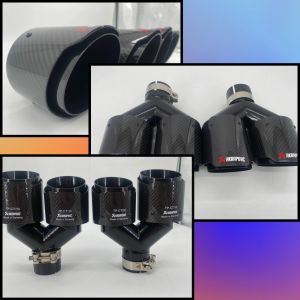 ปลายคาร์บอนคู่ดำงินซ้าย-ขวา ปลายขนาด 4 นิ้ว ปลายท่อ AK แบบคู่ หัวเปิด