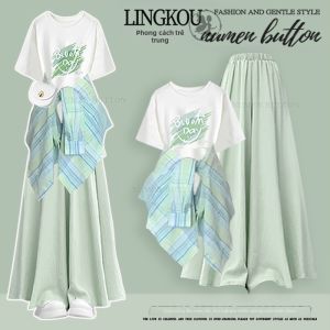 NUMEN BUTTON | Bộ Quần Áo Phong Cách Lười Gingham Áo Sơ Mi Và Quần Palazzo