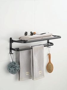 Punch Free Bathroom Towel Rack Wall Stainless Steel Toilet Towel Hanger Shelf Foldable Bath Rack Shower Towels Bar