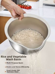 YYIEDERNG | 304 Stainless Steel Food Grade Rice Washing Basket
