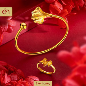 Everhoney Gold Bangle Open Cuff Leaf Bracelets For Women Girls