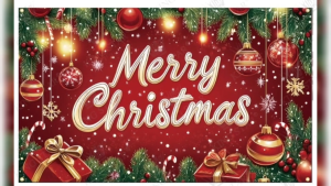 Merry Christmas Backdrop Cloth 150x90cm - Festive Design with Santa & Christmas Trees for Holiday Decorations