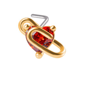 1-11PCS 18K Golden Plated L Shape Nose Stud Red Heart Zirconia Squre CZ Wing Chain Waterdrop Melt  Nose Ring 20G Nose Jewelry