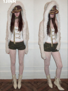 1JINN STUDIO | Collar Mixture Loose Mohair Knitted Coat