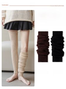 JINGCHI | Womens Winter Knee-High Woolen Socks Warm Knitted Leggings Autumn Winter Style Y2K Polyester Wool Blend Comfortable Knee Pads