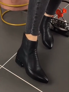 Korean Womens Simple and Elegant Short Boots Ankle Boots High Heels