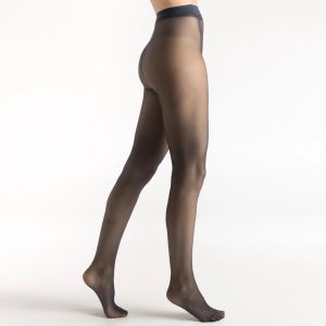 IBICI 30D Opaque Shiny Nylon Tummy Control Leggings Grey Coffee Color with Toe Reinforcement Womens Shapewear Tights