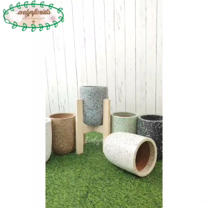 Pot Tanah Liat Model Pot Teraso Model Silinder Bulat Standing Kaki 4 Variasi Warna Pot Tanaman Hias Ruang Tamu Ruang Kantor