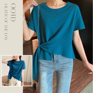 QDshop ใหม่ล่าสุด เสื้อยืดแฟชั่นสุดเก๋ แบบผูกได้สุดคิวท์ เสื้อยืดผู้หญิงสีโอรสสุดน่ารัก ผูกเอวแบบเเซ่บๆ ใส่แล้วมีความเซ็กซี่ขยี้เบาๆ