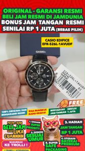 CASIO ORIGINAL - CASIO EDIFICE - EFR-526L-1AVUDF - Men - Hitam - Kulit Jam dunia JD18 # Jam Tangan Pria Cowok Anti Air EDIFACE CASIO Digital Analog + CASIO EFR-526L-1A EFR 526L 1A EFR-526L 526 L EFR526 EFR526L EFR-526 s001 $ WR1 STK BS7 HT7