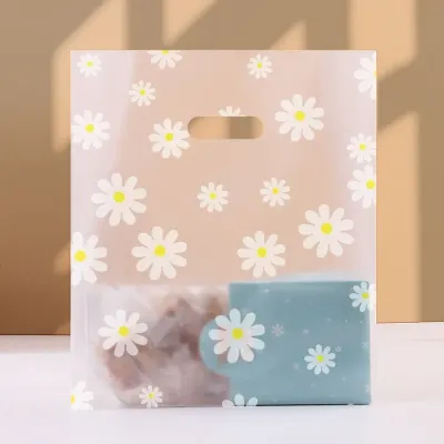 50Pcs Daisy Flower Bread Pack Bag Christmas Candy Cookie Wrapping Bags Wedding Birthday Party Plastic Gift Packaging Bag