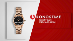 Tissot T-WAVE T-LADY Jam tangan wanita Original Rose gold/Emas mawar watch strap Black/Hitam Dial T112.210.33.051.00