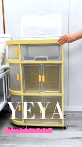 Kệ Đựng Đồ Sơ Sinh Yeya 4 Tầng Đa Năng Cao Cấp-Kệ Để Đồ Kết Hợp Hộp Đựng Bình Sữa Với Thiết Kế Cửa Mở Phong Cách Châu Âu