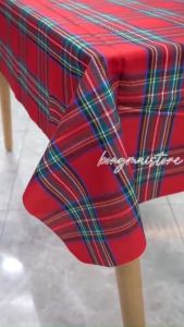 [120*120cm] Khăn trải bàn vải flannel chống thấm nước họa tiết kẻ sọc noel phong cách nhẹ nhàng vintage - T065