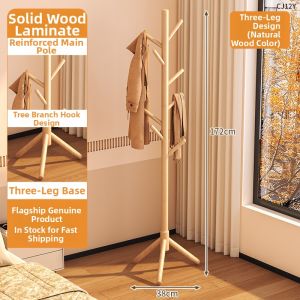 JIAJIESHI | Easy Assembly Oak Wood Coat and Bag Hanger