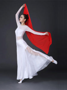 Silk Scarf Red Dance Fanghua Velvet Flower Performance Props Square Scarf Yangko Handkerchief Flower Annual Meeting Chiffon Long Scarf