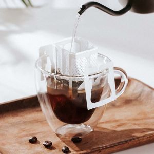 50pcs New Portable Drip Coffee Powder Bags Filter Paper Hanging Ear Drip Bag Filter