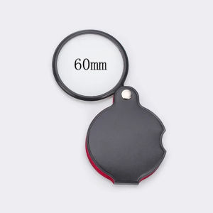 50/60mm Mini Magnifying Glass 6/8X Folded Leather Case Portable Handheld Read Newspaper Jewelry Gift Single Glass Lens