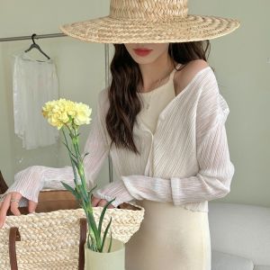 Short Sun Protection Knit Cardigan Womens Thin Cape Summer Air Conditioning Shirt Crop-Top Outerwear Small Shirt Camisole Dress