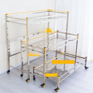 Stainless Steel Hole Punch Board Plant Stand Outdoor Balcony Sunshade Rainproof Insulation Wheel-equipped Step Ladder Modern Simple Style