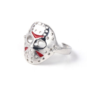 Halloween Jason Mask Ring for Men Women Horror Movie Cosplay Adjustable Ring Fans Party Jewelry Gift
