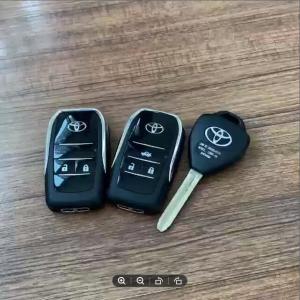 For Toyota Yaris Vios Prado Uncut Toy43 Blade Replacement Modified Flip Key Shell 2 Buttons Remote Car Key Blank Case