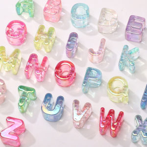 5Pcs Mixed Color Iridescent Acrylic Letter Beads Loose Spacer Beads for Jewelry Making DIY Keychain Phone Chain Accessories