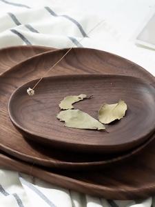 JUSTINLAU 15/20/25cm Wooden Round Serving Platter Tray Retro Pizza Salad Plate Fruit Dessert Tray Bread Container Snacks Dish