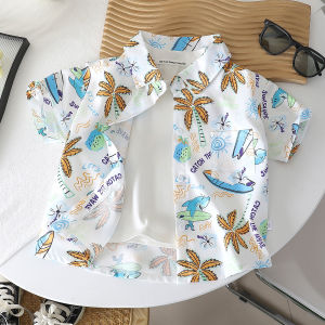 Summer Children Hong Kong Style Coconut Beach Shirt Boys
