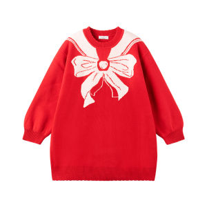 MUCMUKN | Cartoon Maiden Lace-collar Knit Dress Bow