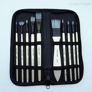 Paint Brush Kit 10/12pcs Art Brushes with Brush Case for Oil Acrylic Watercolor Gouache Painting