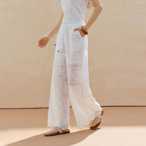 INMAN | Embroidered Lace Up Casual Pants 100 Cotton