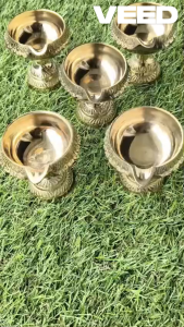 Traditional Brass Kubera Deepam with Stand | Kuber Diya Oil Lamp for Pooja Aarti Temple & Home Rituals (Pack of 1 | Height- 2.5 inch Width- 2 inch)