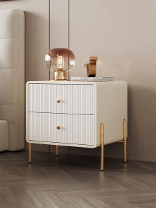 Modern Simple Leather Wooden Nightstand Home Bedroom Nordic Style Side Table Storage Cabinet Furniture