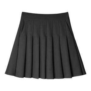 High Waist A-Line Mini Skirt with Pockets Pure Color Pleated Short Skirts for Women Summer New Arrival Sweet Style Polyester Nylon Blend
