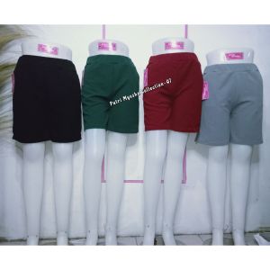 (Myesha n Raisha) Celana pendek wanita 3/4 motif kain krep jeruk