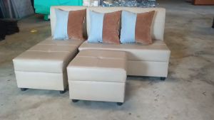 CALVARY L- SHAPE SOFA SET WITH 3 PCS PILLOWS FOR SMALL LIVING ROOM (RANDOM COLOR FOR PILLOWS) - WILLION HOME FURNITURE
